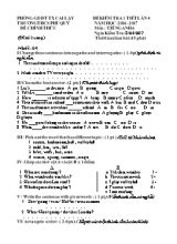 Đề kiểm tra 1 tiết lần 4 môn Tiếng Anh Lớp 6 - Mã đề 04 - Năm học 2016-2017 - Trường THCS Phú Quý